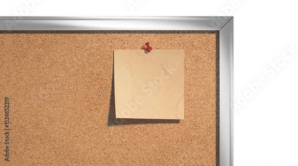 Fototapeta Blank craft paper note pinned cork-board mockup, depth of field