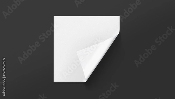 Fototapeta Blank white fabric sheet material fold corner mockup, dark background