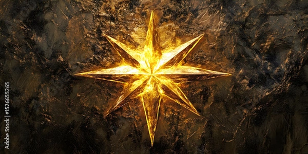 Obraz golden star on grunge background, ai generated.