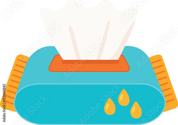 Fototapeta Soft tissue box with vibrant design, featuring white tissue emerging from turquoise container, ideal for home or office use