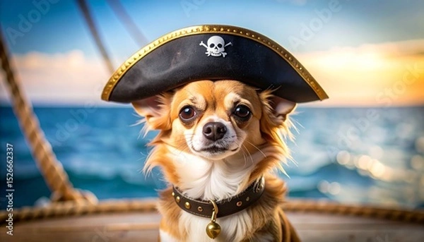Fototapeta chihuahua dog a pirate hat