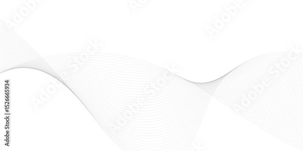 Fototapeta Abstract Gray wavy business and banner curve line background. Digital future technology concept. Line art striped graphic template, banner background. Vector illustration.