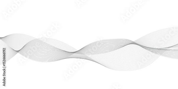 Fototapeta Grey and white wavy curve line with digital future technology concept background. Line art striped graphic template, banner background. Vector illustration.