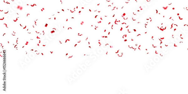 Obraz falling red confetti and streamers seamless pattern on transparent background