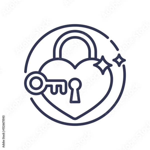 Fototapeta Heart-shaped lock with key symbolizes unlocking intimacy and connection.