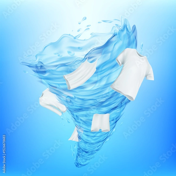 Obraz Clean white clothes around water whirlpool. Vector illustration