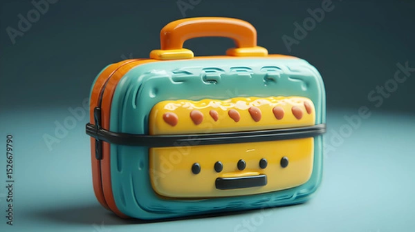Fototapeta Colorful Cartoon Suitcase 3D Render