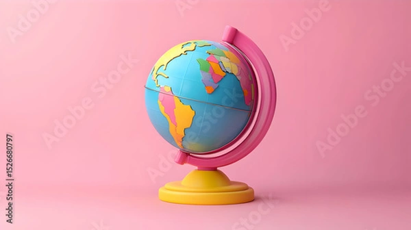 Fototapeta Colorful Globe on Pink Background