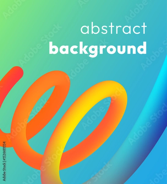Fototapeta Vibrant abstract background with colorful wavy gradient line, smooth tubular shape. Fluid vivid rainbow ribbon in the form of loops or spirals. Trendy dynamic futuristic banner