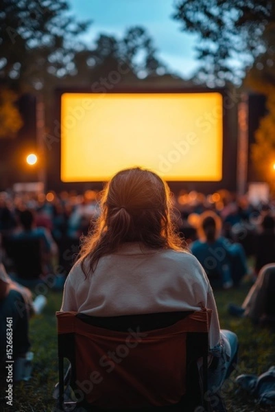 Obraz Picnic with movie on big screen