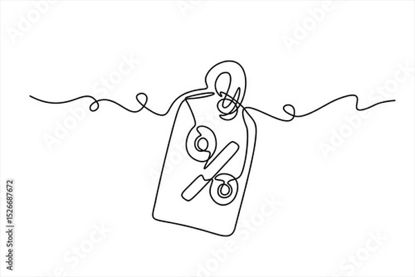 Obraz Sale label, one line art, continuous contour drawing, discount tag icon line continuous drawing vector. Hand drawn one line vector. Editable stroke	