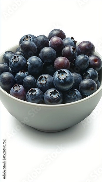Fototapeta Juicy, plump blueberries piled high in a simple bowl create an appealing visual for healthy eating, dessert inspiration, or fresh fruit marketing. Ideal for culinary uses.
