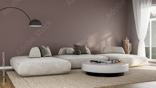 Fototapeta Minimalist Living Room with Modular Sofa