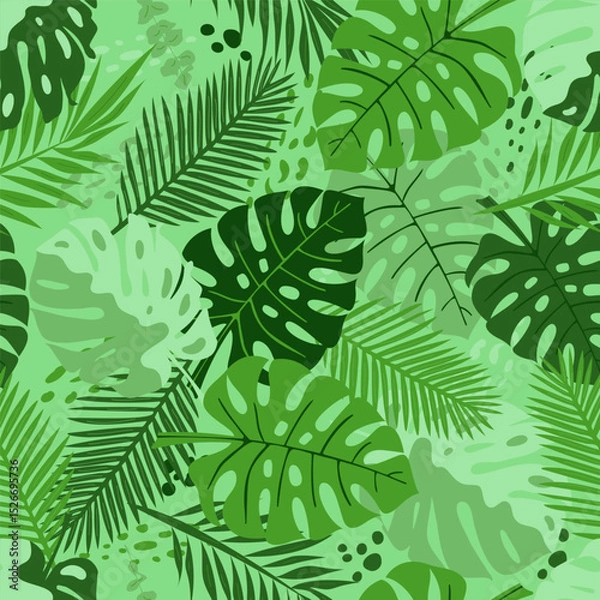 Fototapeta seamless pattern with green leaves