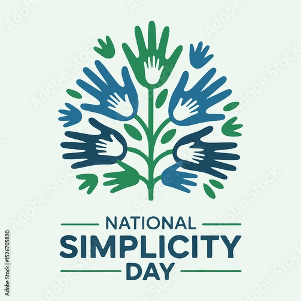 Fototapeta National simplicity day design with hands forming a symbolic tree on a light green background