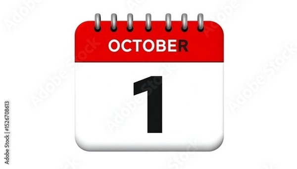 Fototapeta October 1st Calendar Icon.