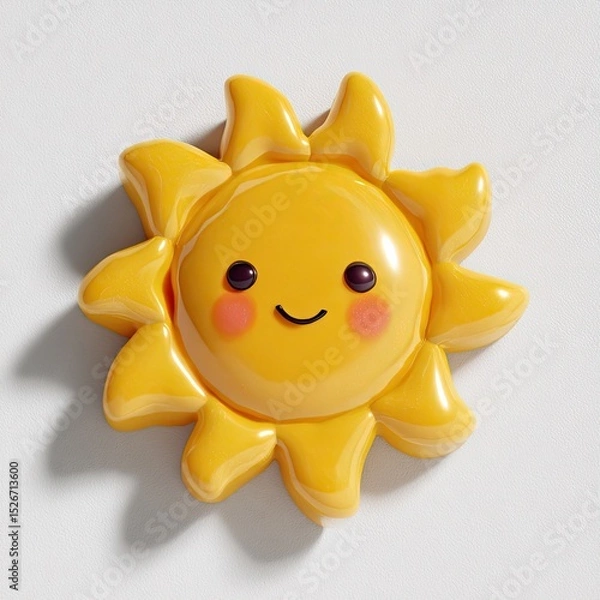 Obraz Cute, cartoon sun with a happy face