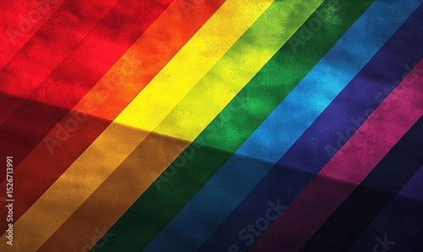 Fototapeta Diagonal rainbow stripes with textured surface and dramatic lighting creating a bold abstract background Generative AI