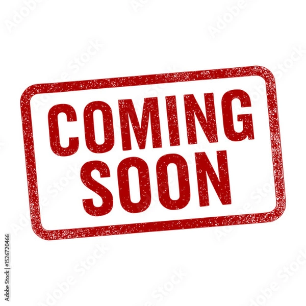 Obraz Red grunge coming soon stamp icon for announcements and alerts.