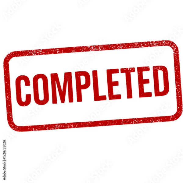 Obraz Completed stamp icon in clean outline style for approval status.