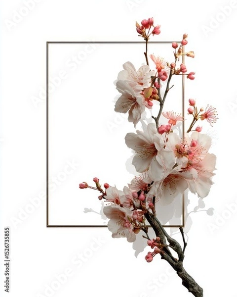 Fototapeta Vintage Metal Frame with Delicate Blossoms and Elegant Design