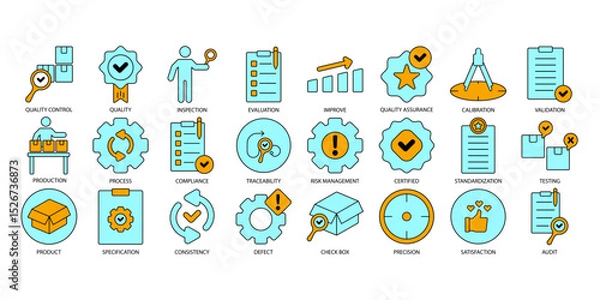 Obraz Quality control icons set . Quality controlpack symbol vector elements for infographic web