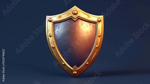 Obraz Gold And Dark Metal Shield 3d Render