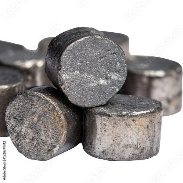 Obraz Close-up of stacked metallic disks showcasing industrial materials. transparent background