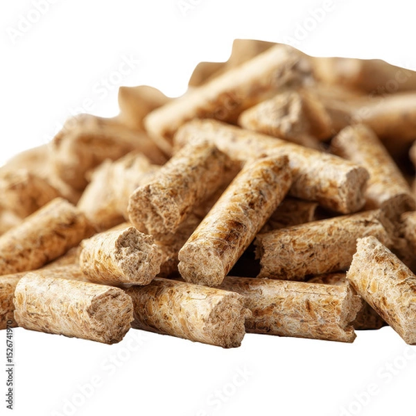 Obraz Close-up view of sustainable wood pellets for eco-friendly energy. transparent background