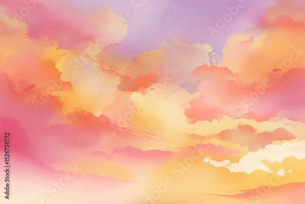 Obraz 夕焼けの空・水彩.Generative AI	