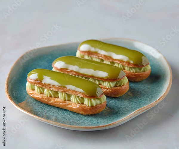Obraz Pistachio eclair trio with creamy pistachio filling
