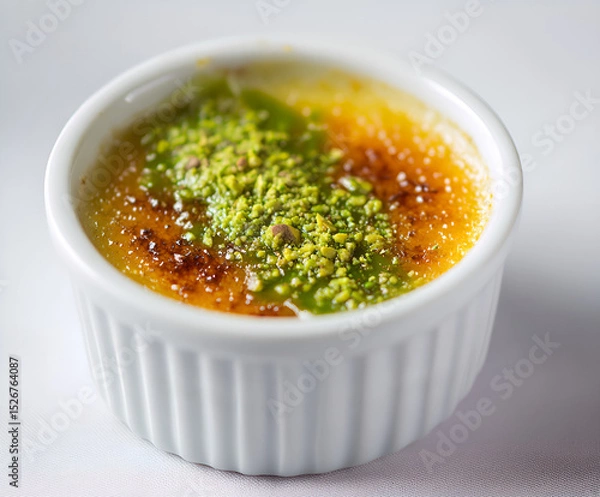 Obraz Pistachio drizzle crème brûlée with crunchy topping
