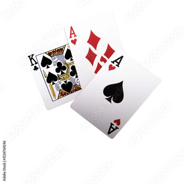 Fototapeta Two cards, one with the letter A and another card with spades and diamonds,isolated on a transparent background (2)