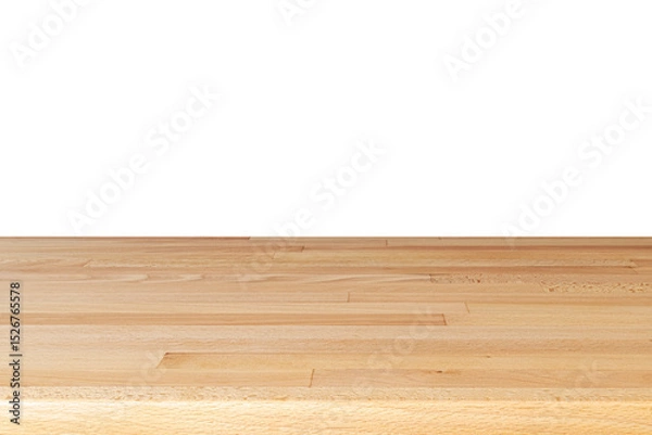 Fototapeta Wooden Table Surface with White Background Mockup
