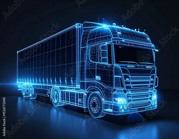 Obraz Futuristic truck wireframe