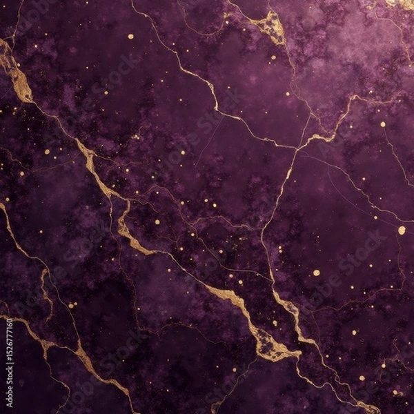 Obraz Luxurious purple agate texture with rich wavy layers and metallic gold accents, creating an elegant and opulent gemstone-inspired abstract surface. Generative, AI,