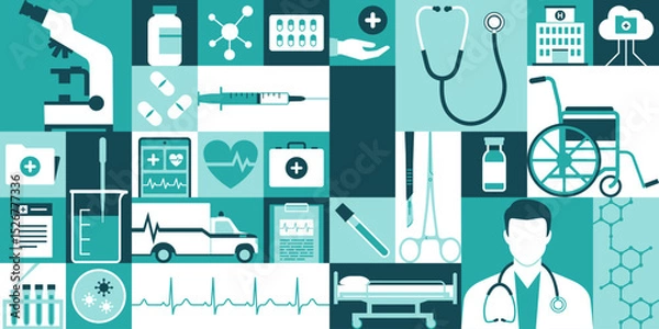 Fototapeta Medical services and healthcare geometric pattern