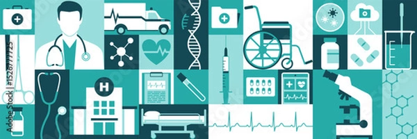 Fototapeta Medical services and healthcare geometric pattern