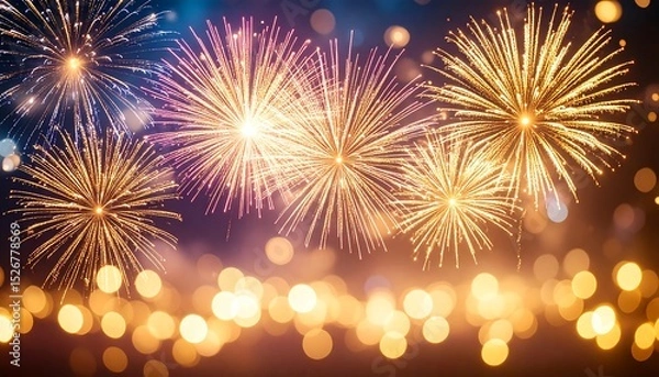 Obraz Vibrant Fireworks Display Illuminating the Night Sky Above