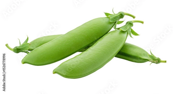 Fototapeta Fresh green sugar snap peas isolated on white background, isolated, no background