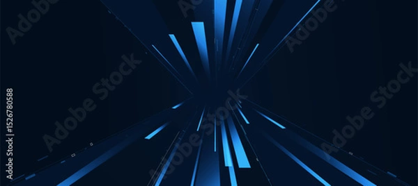 Fototapeta Futuristic digital neon motion lines technology background. glowing blue lines. innovation background for tech event poster or presentation business