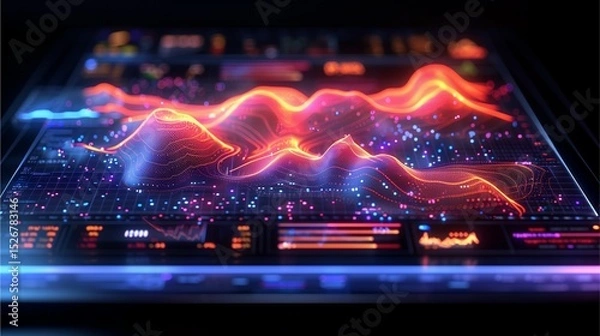 Obraz Illuminating data visualization, with digital information and an interface shown on screen