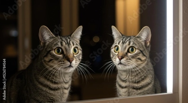 Fototapeta Tabby cat reflection