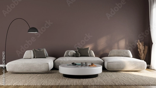 Fototapeta Minimalist Living Room with Modular Sofa