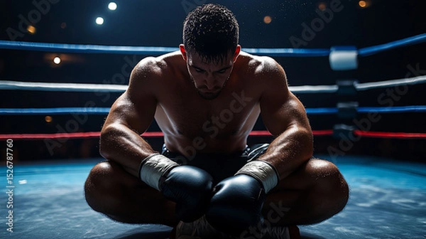 Obraz Muscular Boxer Contemplation After Match