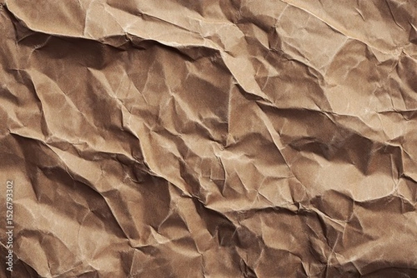 Fototapeta Intricate details of crumpled brown paper texture for creative inspiration and design projects