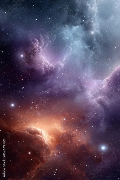 Fototapeta Exploring the vibrant wonders of deep space with swirling galaxies and luminous nebulas in cosmic splendor