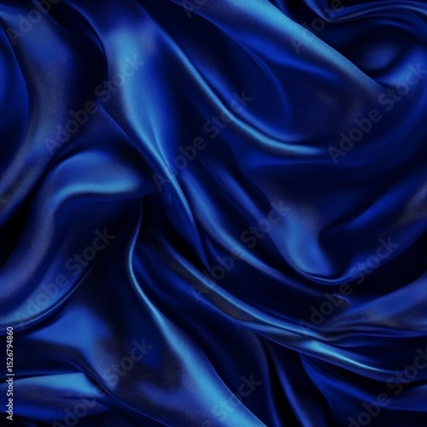 Fototapeta Captivating blue silk seamless pattern draping gracefully under studio lighting showcasing elegance and refinement in luxurious fabric design