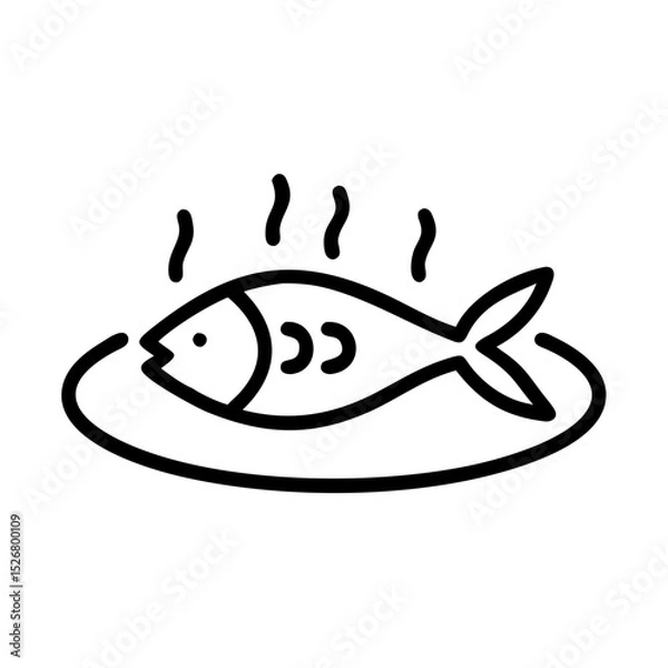 Fototapeta Cooked fish icon illustration with steam for seafood and culinary concepts