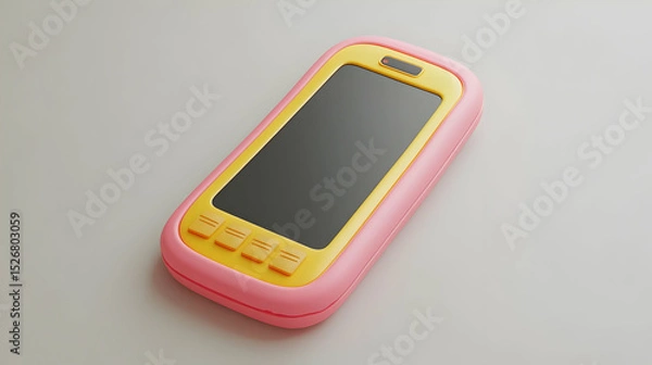 Fototapeta Pink and Yellow Mobile Phone 3D Render